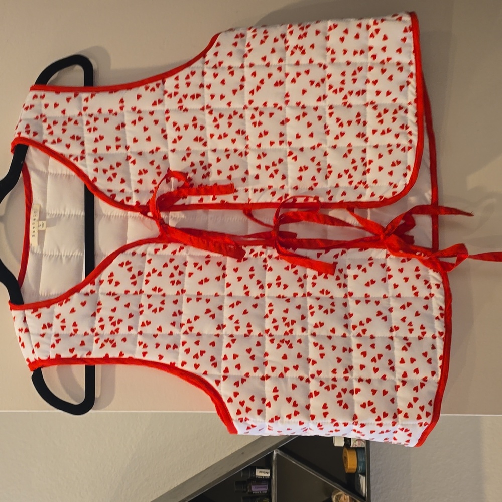Red and White Heart Patterned Vest